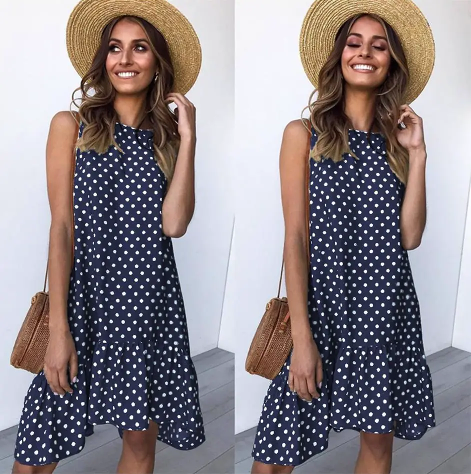 Women's Printed Wave Point Ruffled Dress Black 8" — feature 4