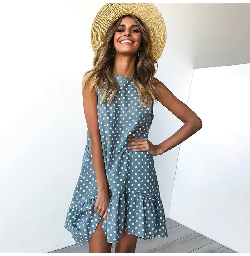 Women's Printed Wave Point Ruffled Dress Black 8" — feature 6