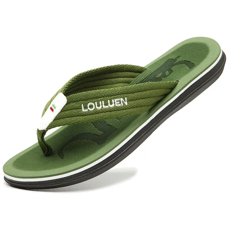 Men Beach Flip Flops Black Thick Sole Wholesale Summer