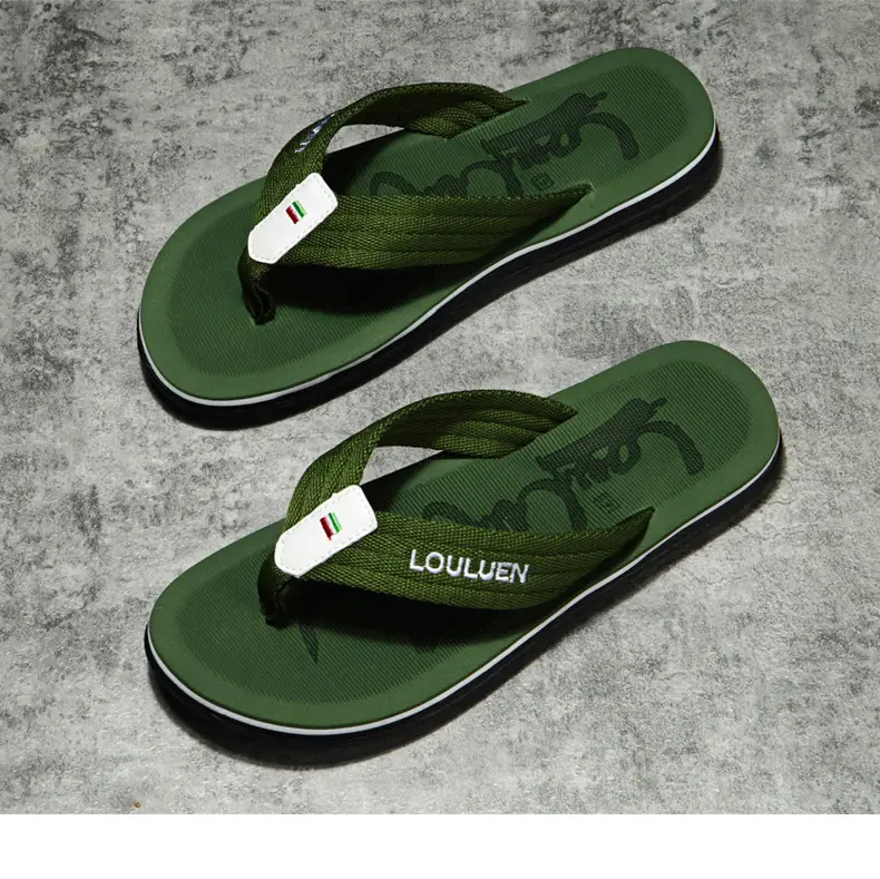 Men Beach Flip Flops Black Thick Sole Wholesale Summer — feature 13