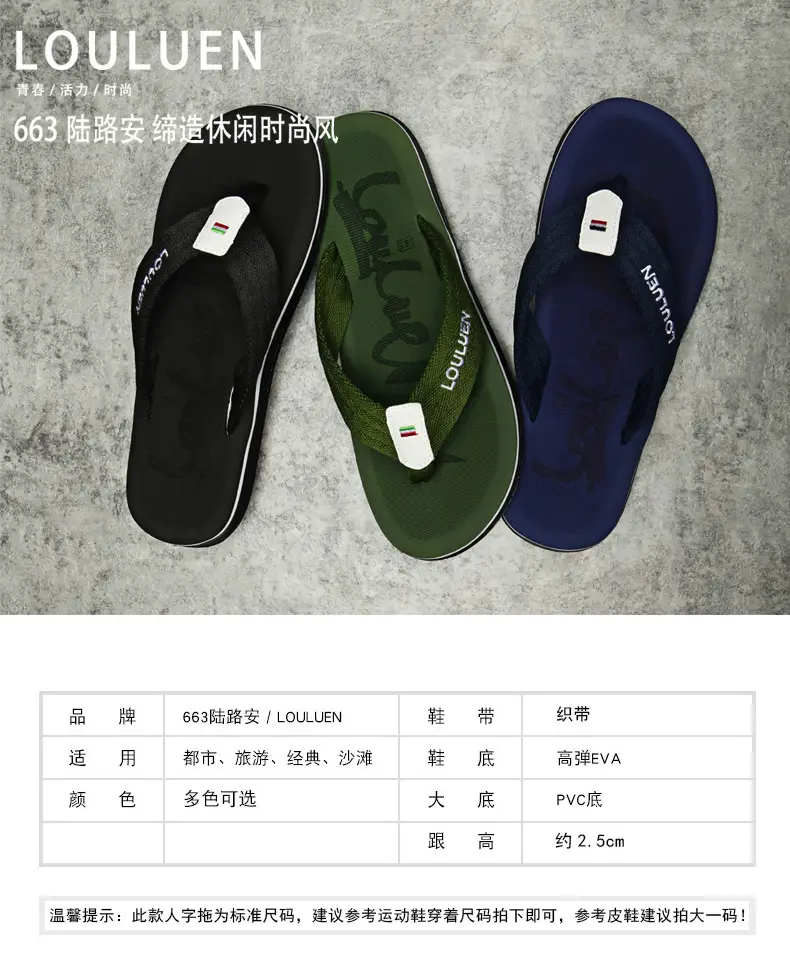 Men Beach Flip Flops Black Thick Sole Wholesale Summer — feature 4