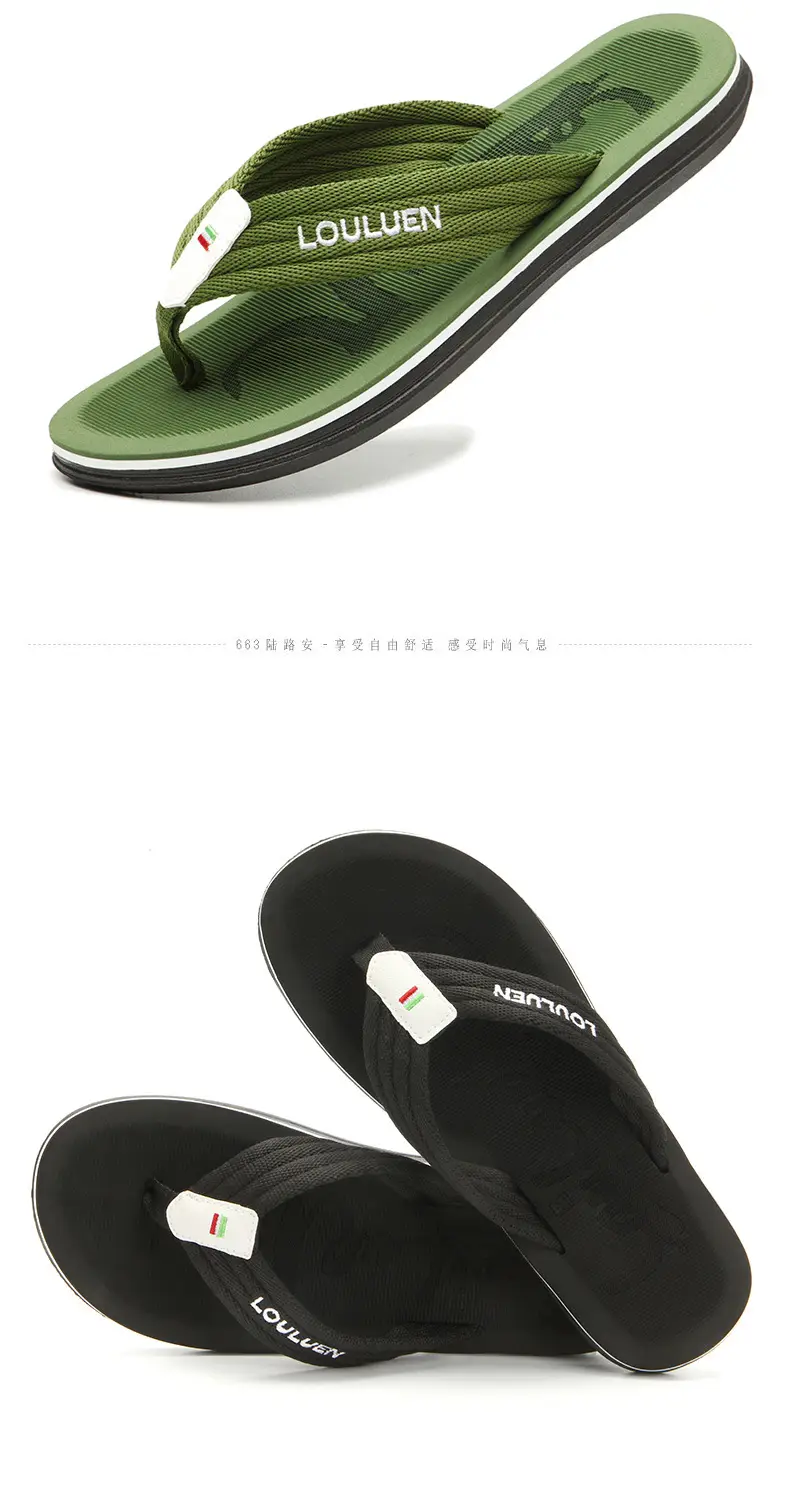 Men Beach Flip Flops Black Thick Sole Wholesale Summer — feature 6
