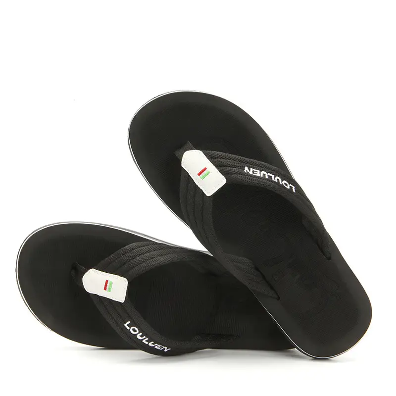 Men Beach Flip Flops Black Thick Sole Wholesale Summer