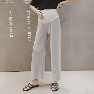 Women Wide Leg Pants Black Ice Silk Summer Maternity Wear