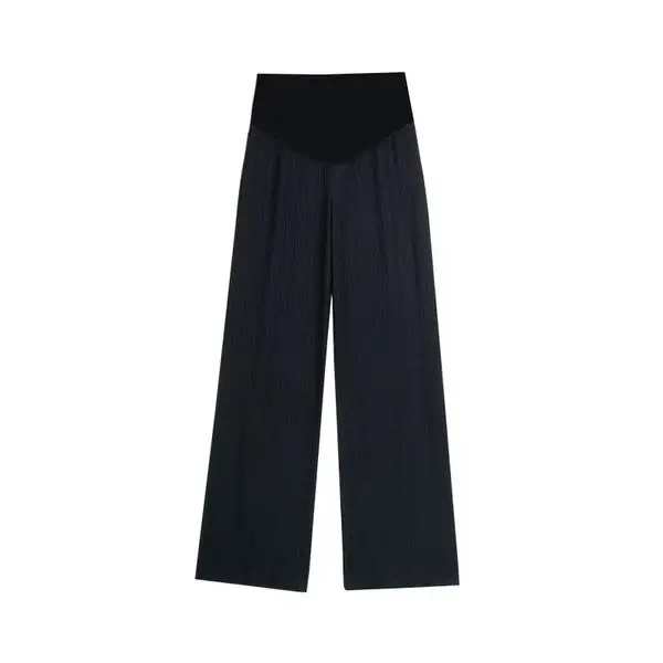 Women Wide Leg Pants Black Ice Silk Summer Maternity Wear