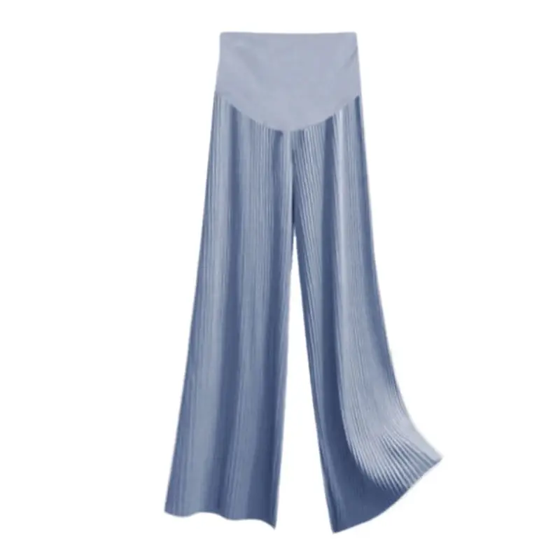 Women Wide Leg Pants Black Ice Silk Summer Maternity Wear