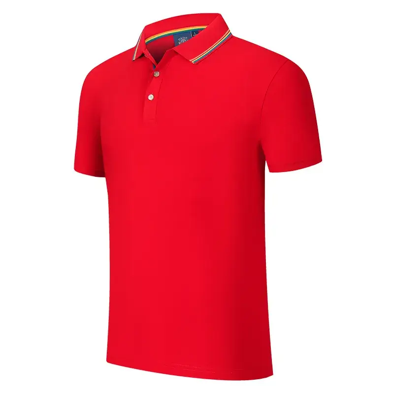 New Summer Lapel Polo Shirt Red Custom Embroidered - Image 2