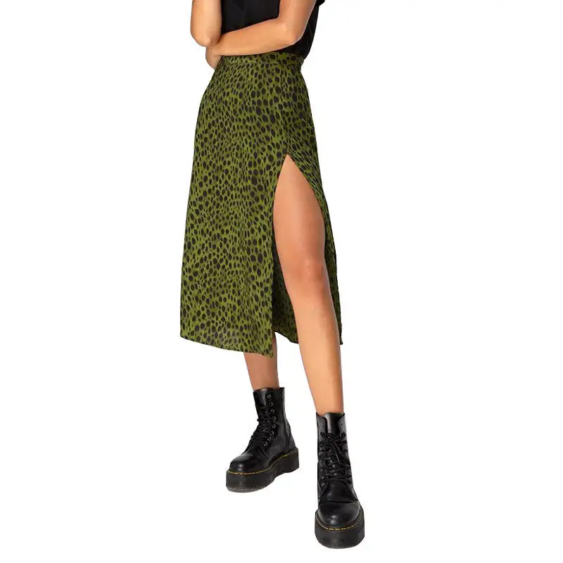 Women's High Waist Stretch Split Skirt Leopard Print - Image 7