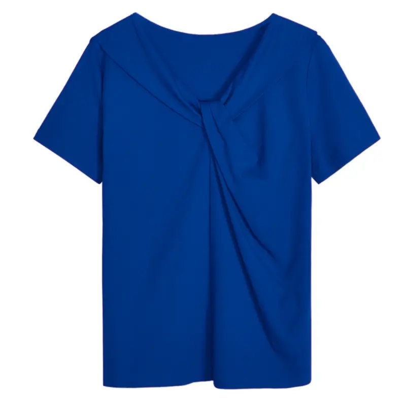 Women Korean Polo T-Shirt Blue Short Sleeve - Image 11