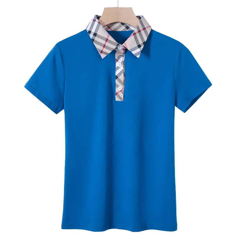 Women Korean Polo T-Shirt Blue Short Sleeve - Image 15