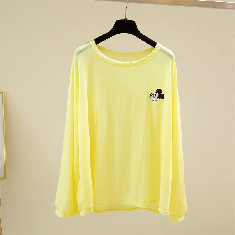 Long Sleeve Sunscreen T-Shirt Women Yellow Light Blue Pants Set — feature 10