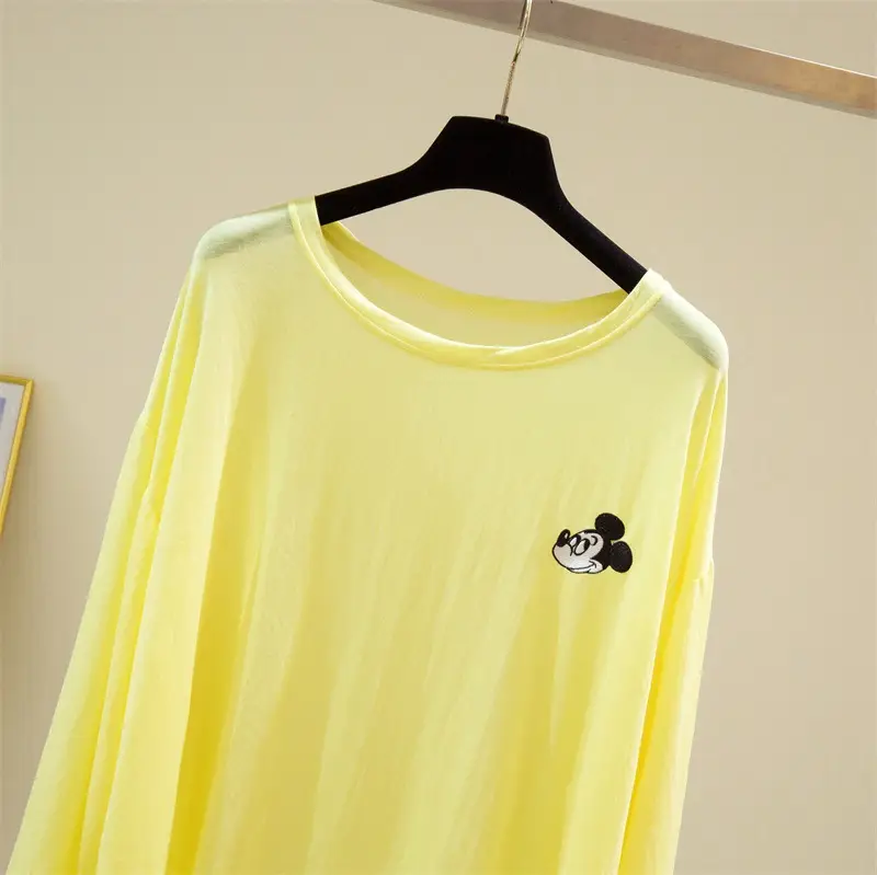 Long Sleeve Sunscreen T-Shirt Women Yellow Light Blue Pants Set — feature 11