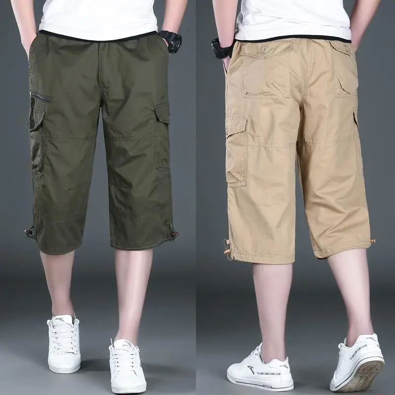 Men's 7-Pocket Beach Pants Olive Green Large - Image 6