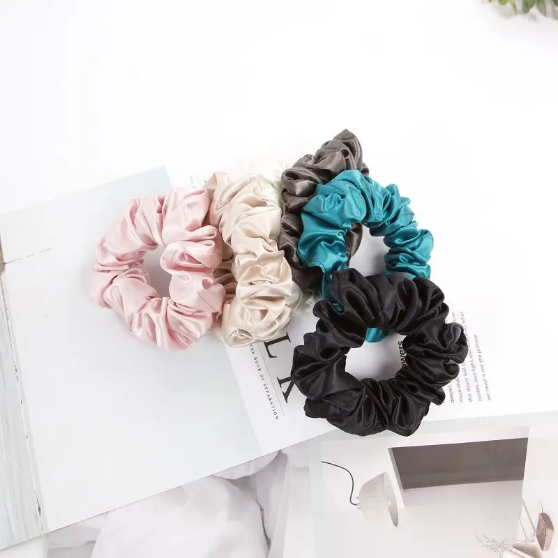Pink Silk Hair Scrunchie 22mm French Style
