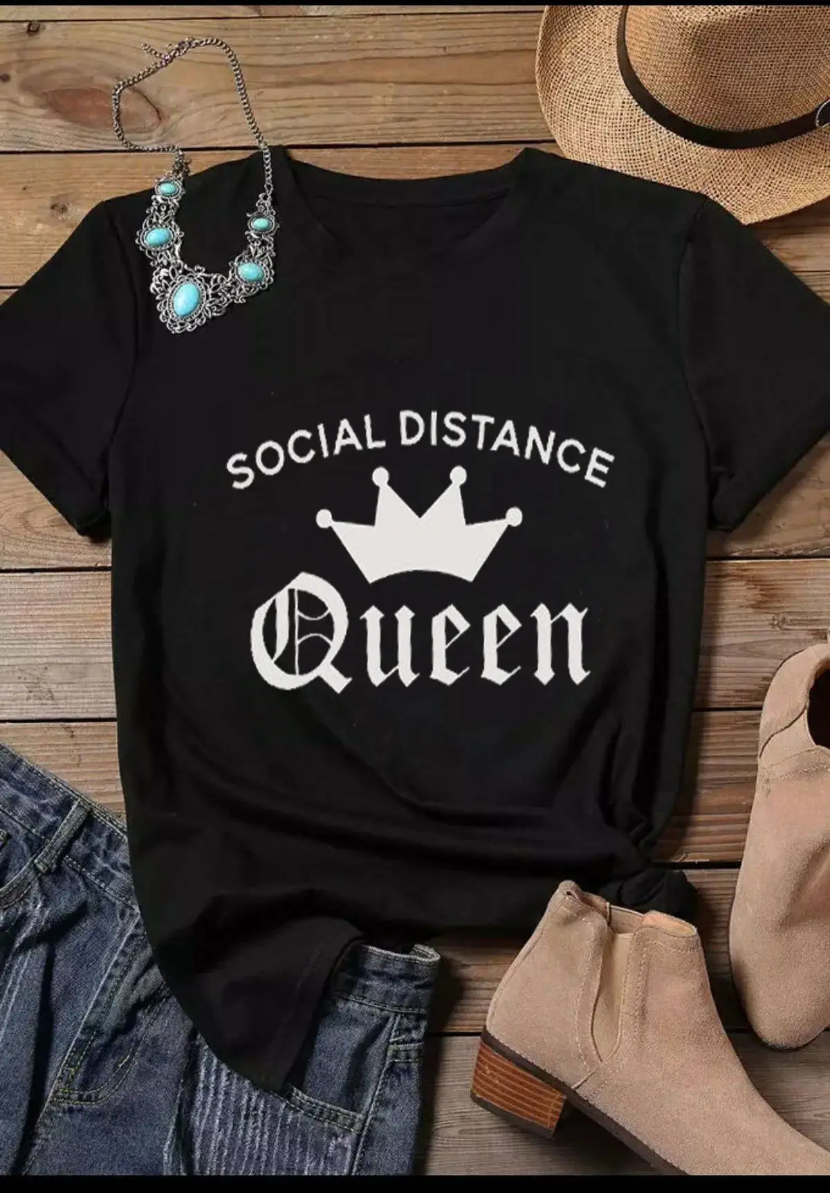 Black Queen Crown Social Distance T-Shirt