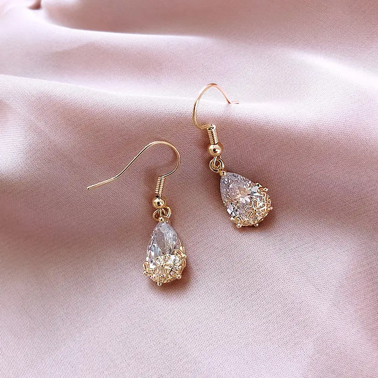 Water Drop Crystal Earrings for Women Gold Plated - Image 2