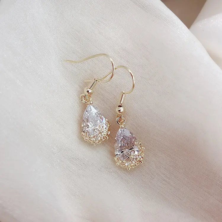 Water Drop Crystal Earrings for Women Gold Plated - Image 3