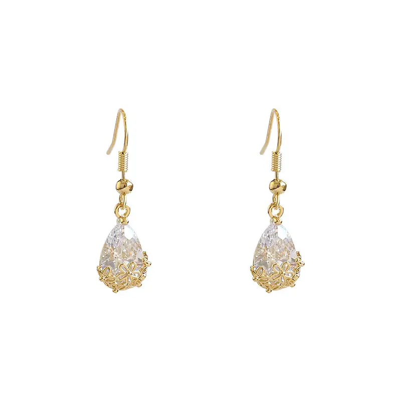 Water Drop Crystal Earrings for Women Gold Plated - Image 5