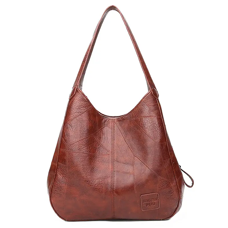 Black Leather Shoulder Bag with Multiple Compartments for Women - Image 7