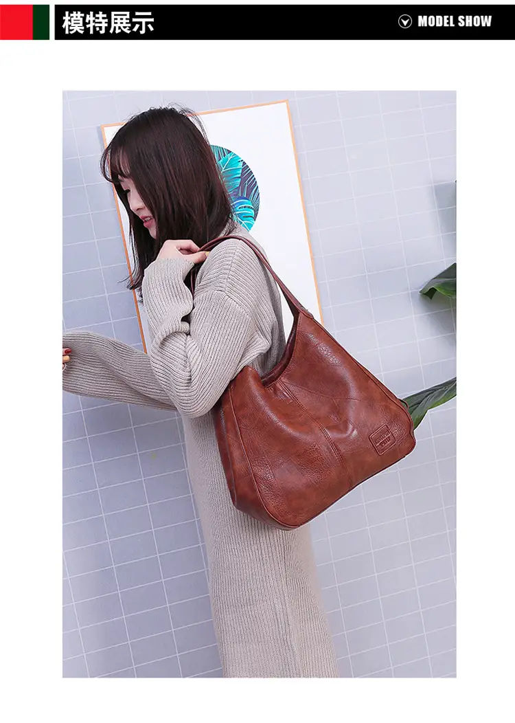 Black Leather Shoulder Bag with Multiple Compartments for Women — feature 12