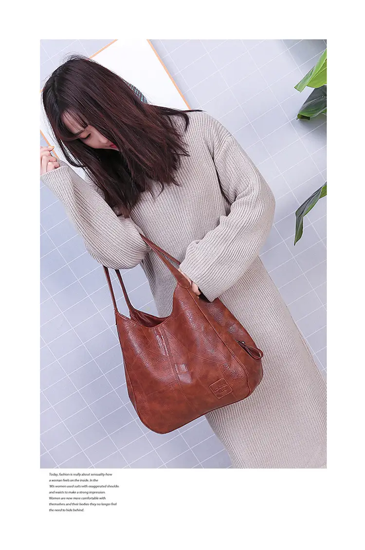 Black Leather Shoulder Bag with Multiple Compartments for Women — feature 18
