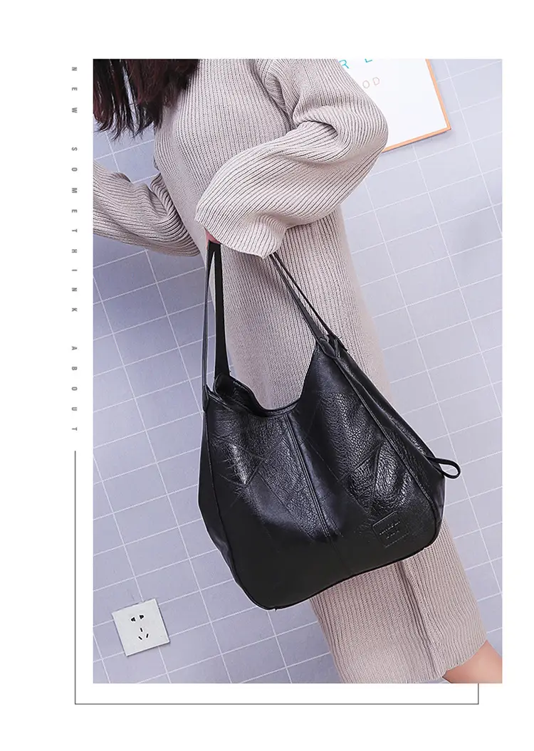 Black Leather Shoulder Bag with Multiple Compartments for Women — feature 24