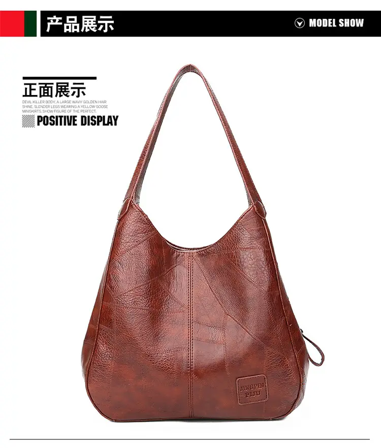 Black Leather Shoulder Bag with Multiple Compartments for Women — feature 28