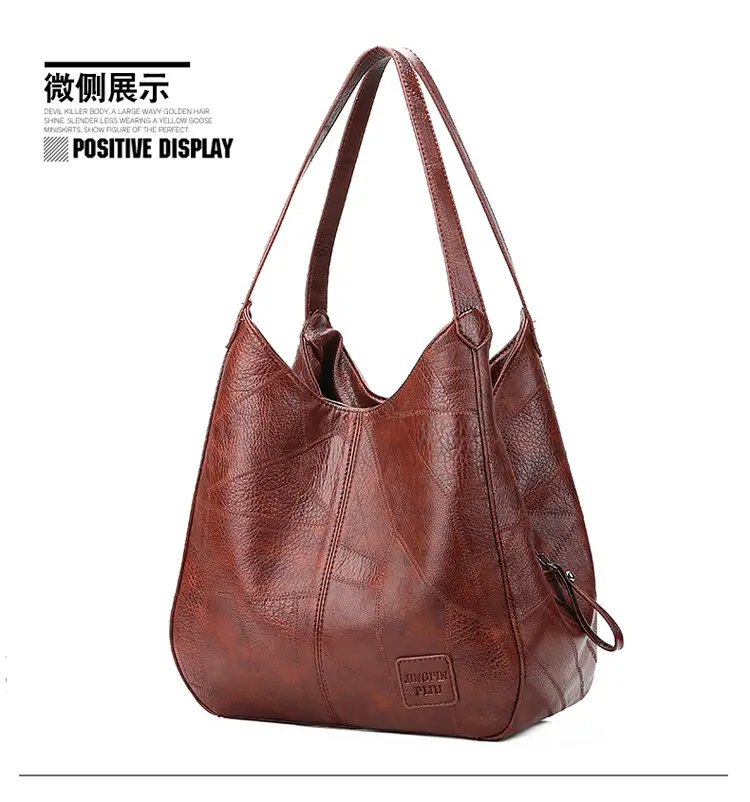 Black Leather Shoulder Bag with Multiple Compartments for Women — feature 29