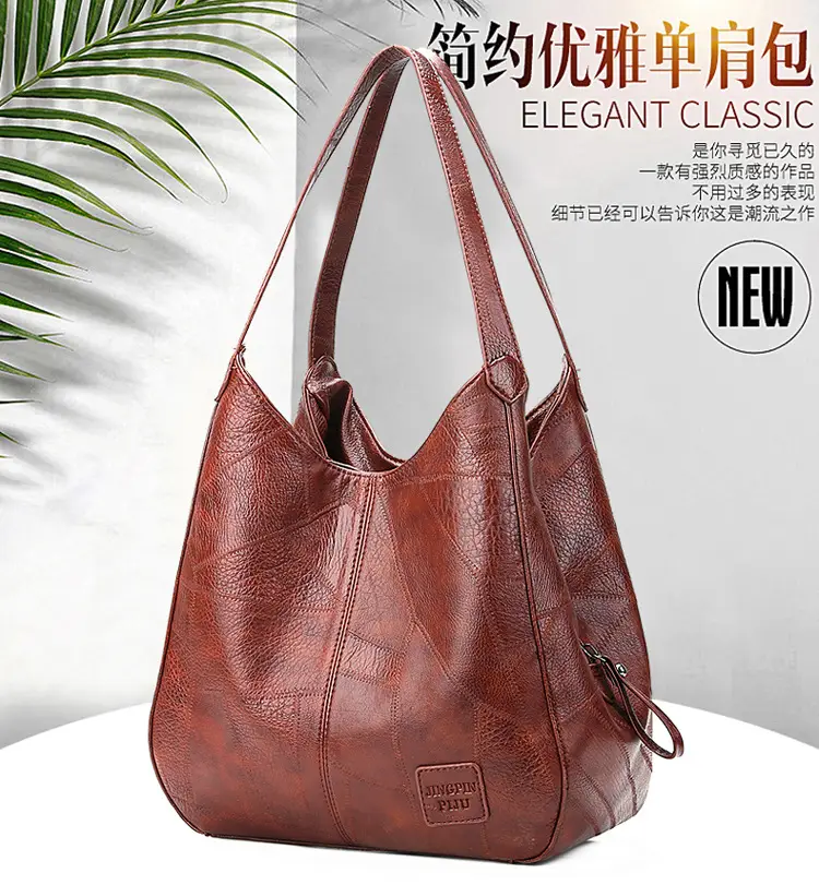 Black Leather Shoulder Bag with Multiple Compartments for Women — feature 4