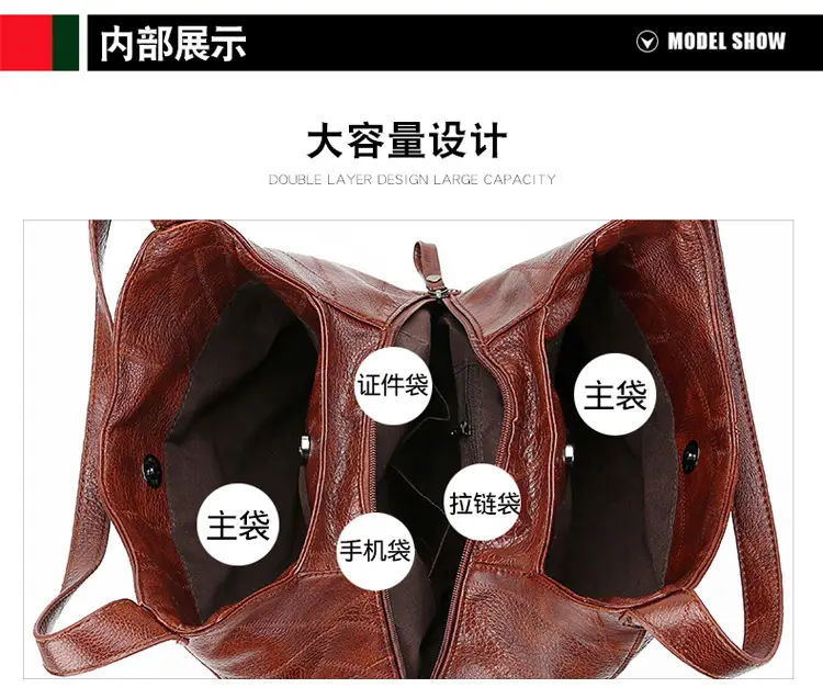 Black Leather Shoulder Bag with Multiple Compartments for Women — feature 40