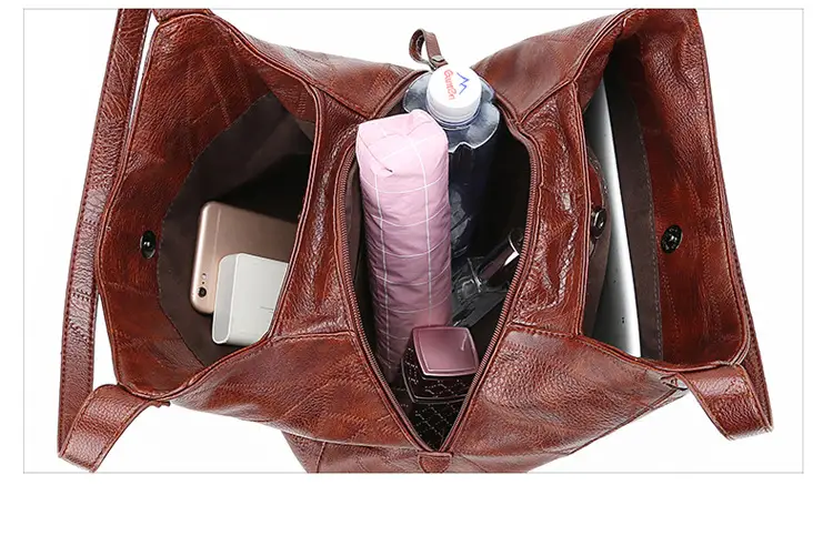 Black Leather Shoulder Bag with Multiple Compartments for Women — feature 41