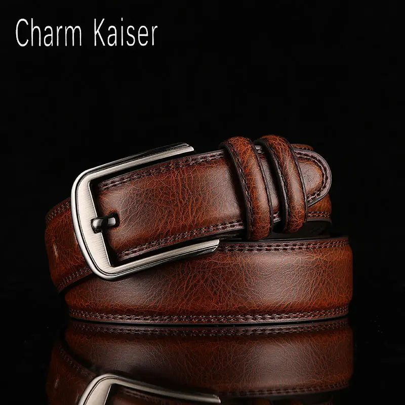 Men's Black Leather Belt with Silver Buckle