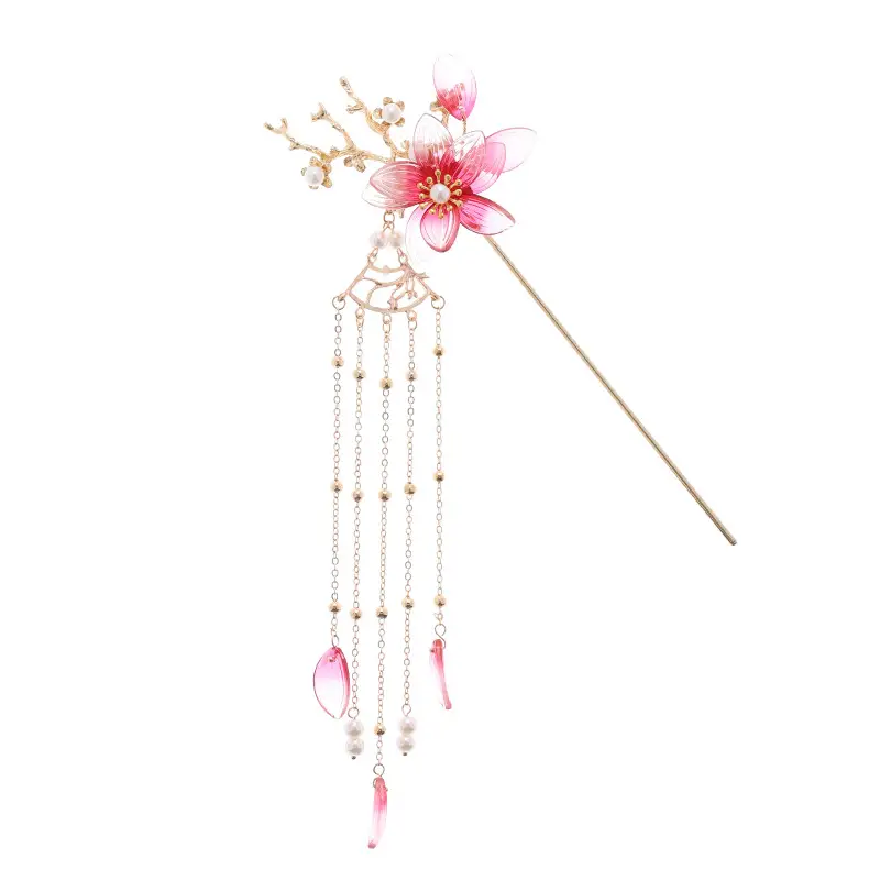 Retro Jade Flower Tassel Hairpin for Women - Image 6