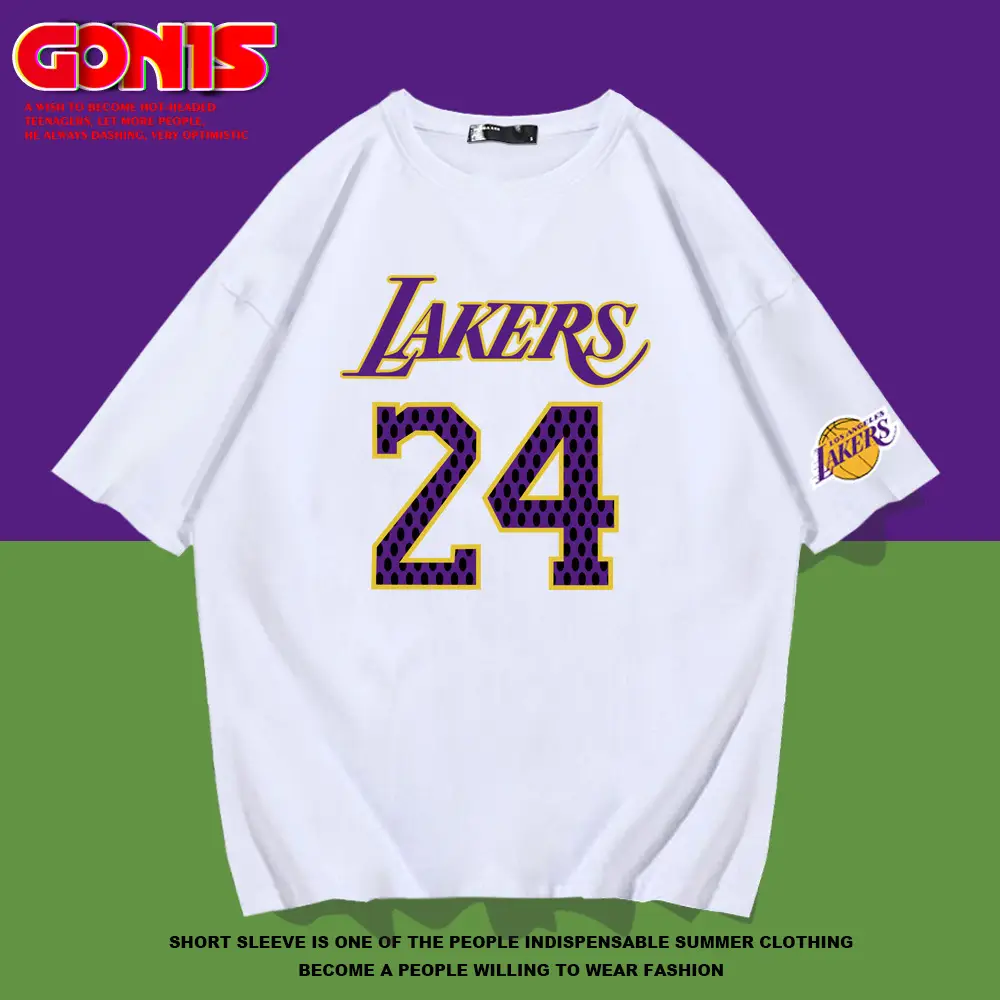 Men Lakers 24 T-Shirt Red Short Sleeve Summer - Image 7