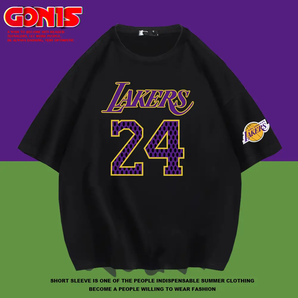 Men Lakers 24 T-Shirt Red Short Sleeve Summer - Image 8