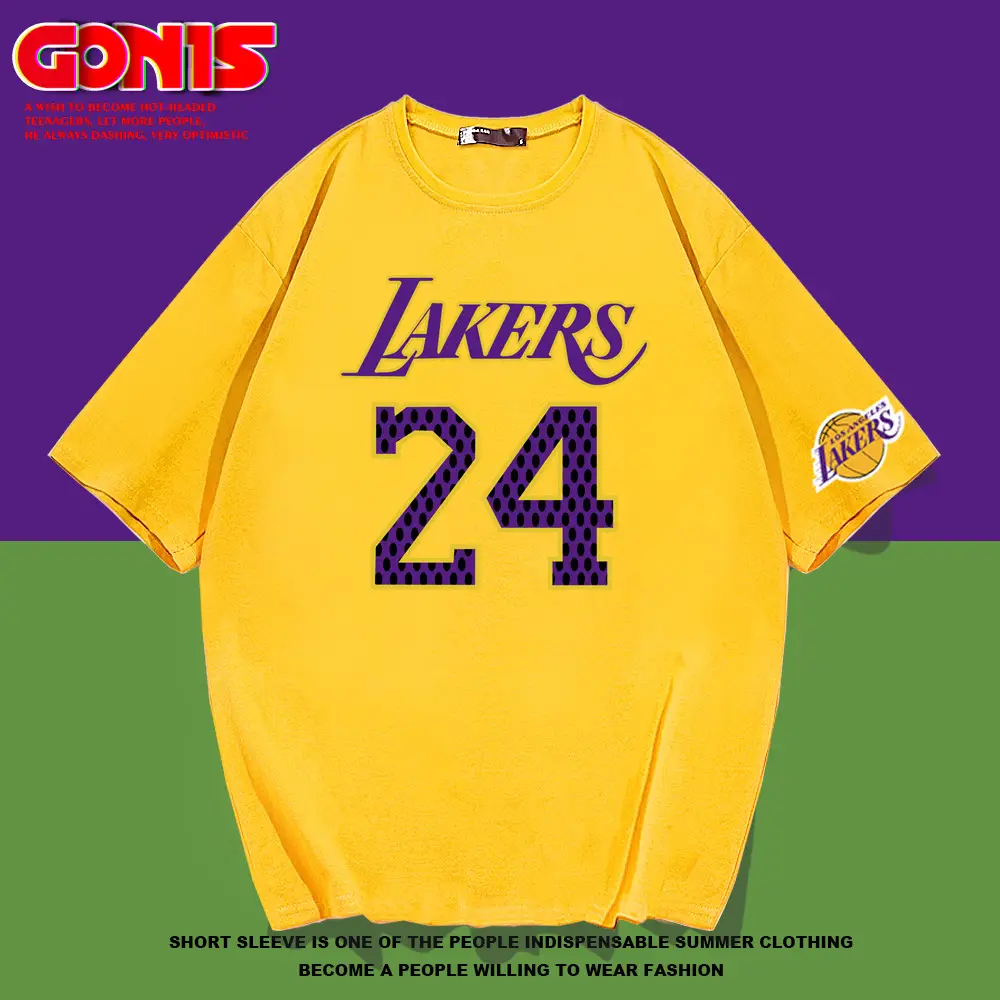 Men Lakers 24 T-Shirt Red Short Sleeve Summer - Image 9