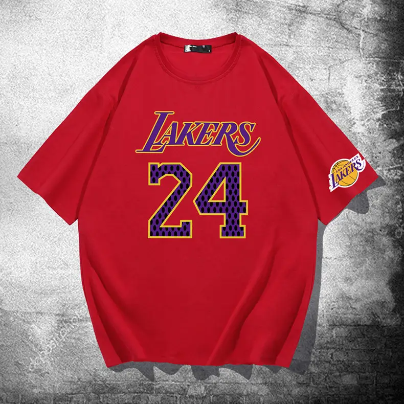 Men Lakers 24 T-Shirt Red Short Sleeve Summer - Image 10