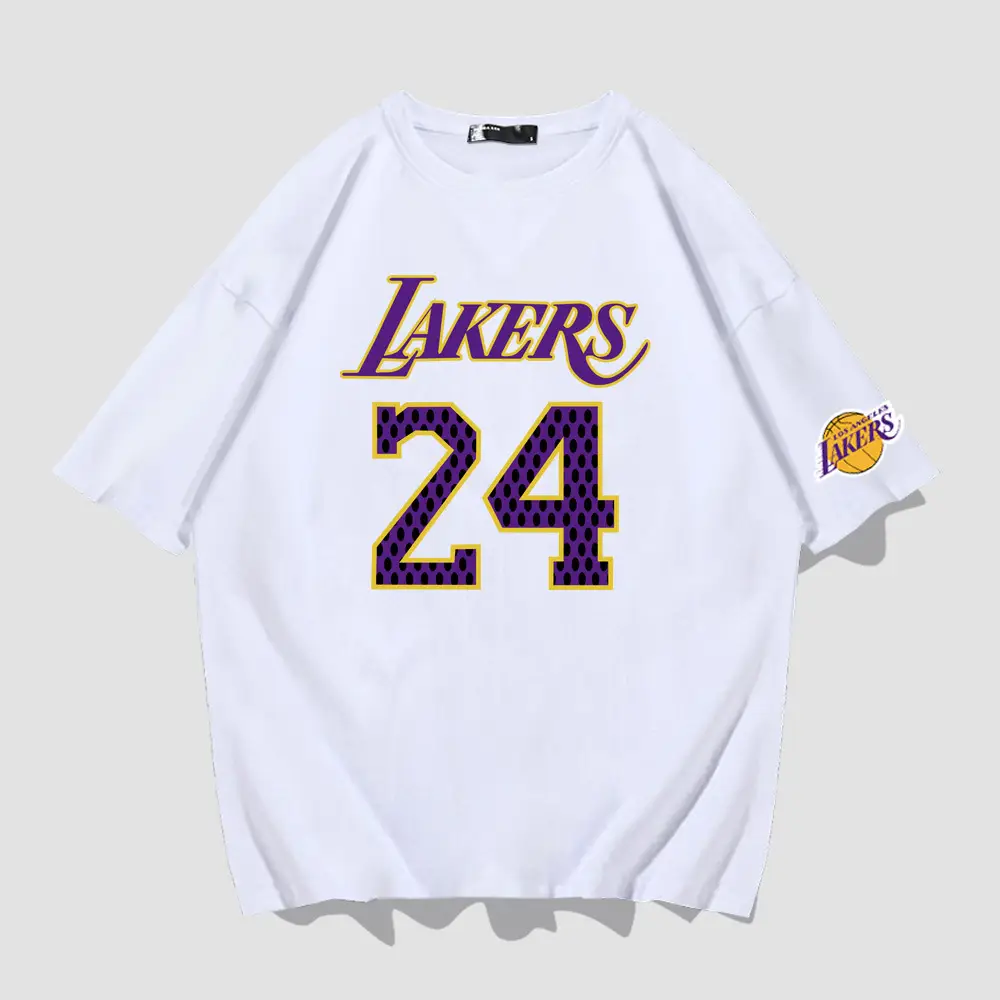 Men Lakers 24 T-Shirt Red Short Sleeve Summer - Image 2