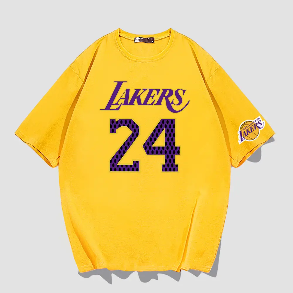Men Lakers 24 T-Shirt Red Short Sleeve Summer - Image 3
