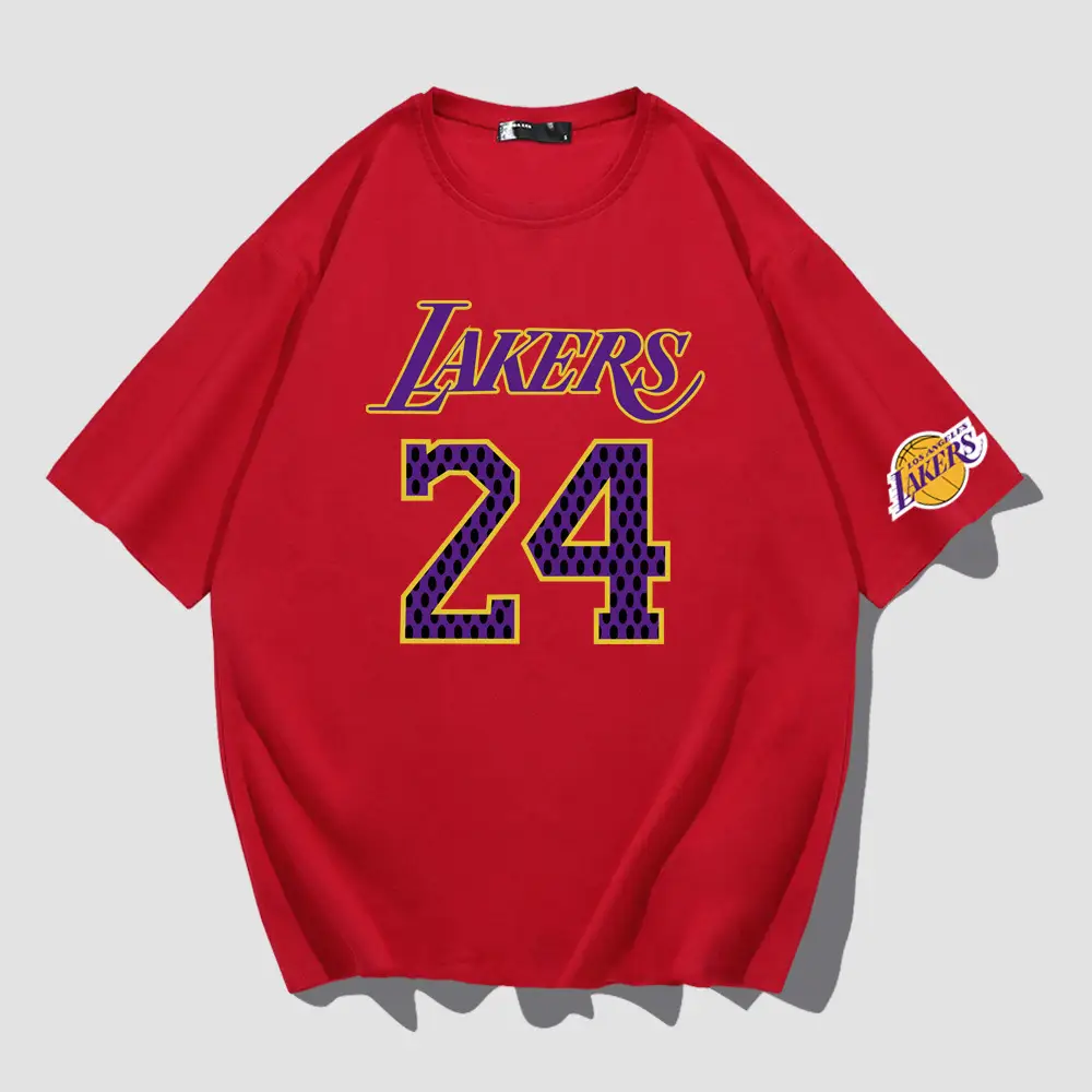 Men Lakers 24 T-Shirt Red Short Sleeve Summer - Image 4
