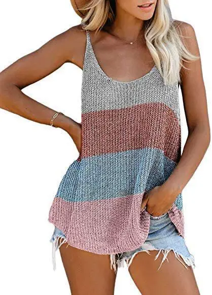 Women Knitted Striped Camisole Vest Summer 2025 - Image 9