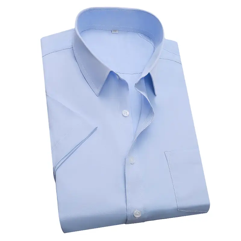 Men's Light Blue Long Sleeve Business Shirt Loose Fitting - Image 15