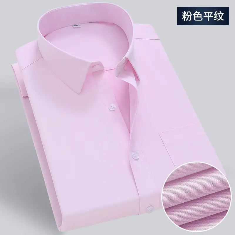 Men's Light Blue Long Sleeve Business Shirt Loose Fitting - Image 5