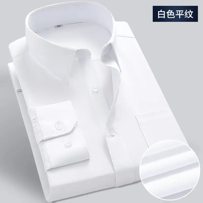 Men's Light Blue Long Sleeve Business Shirt Loose Fitting - Image 7