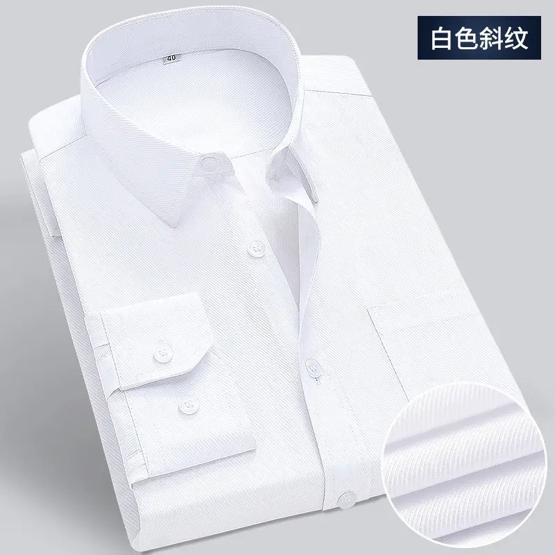 Men's Light Blue Long Sleeve Business Shirt Loose Fitting - Image 8