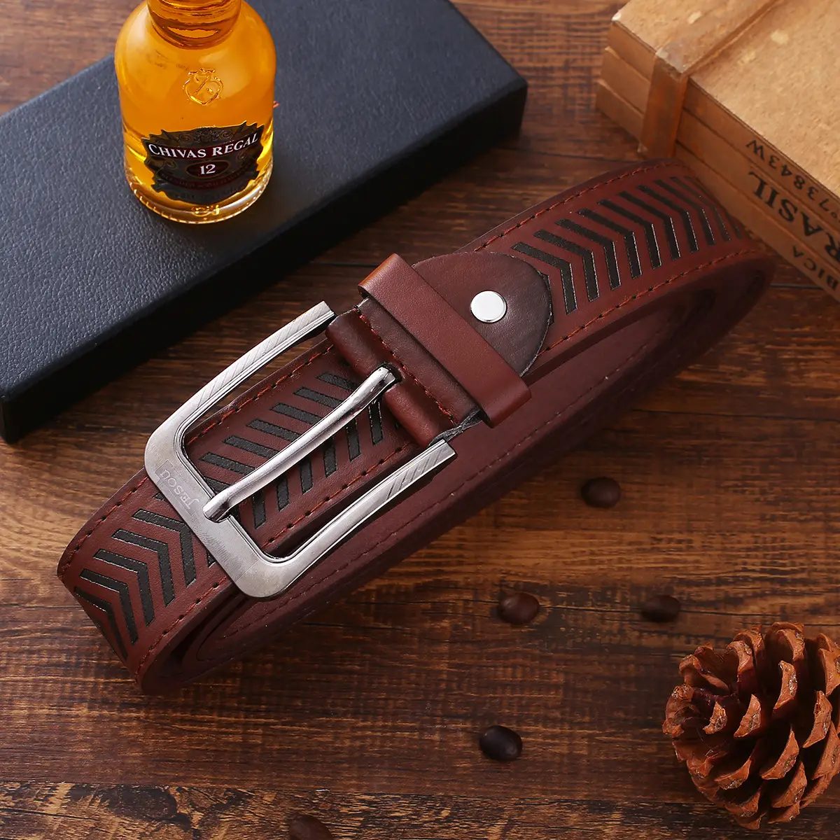 Vintage Style Watch Set with Belt, Wallet, Pen & Perfume - Image 8