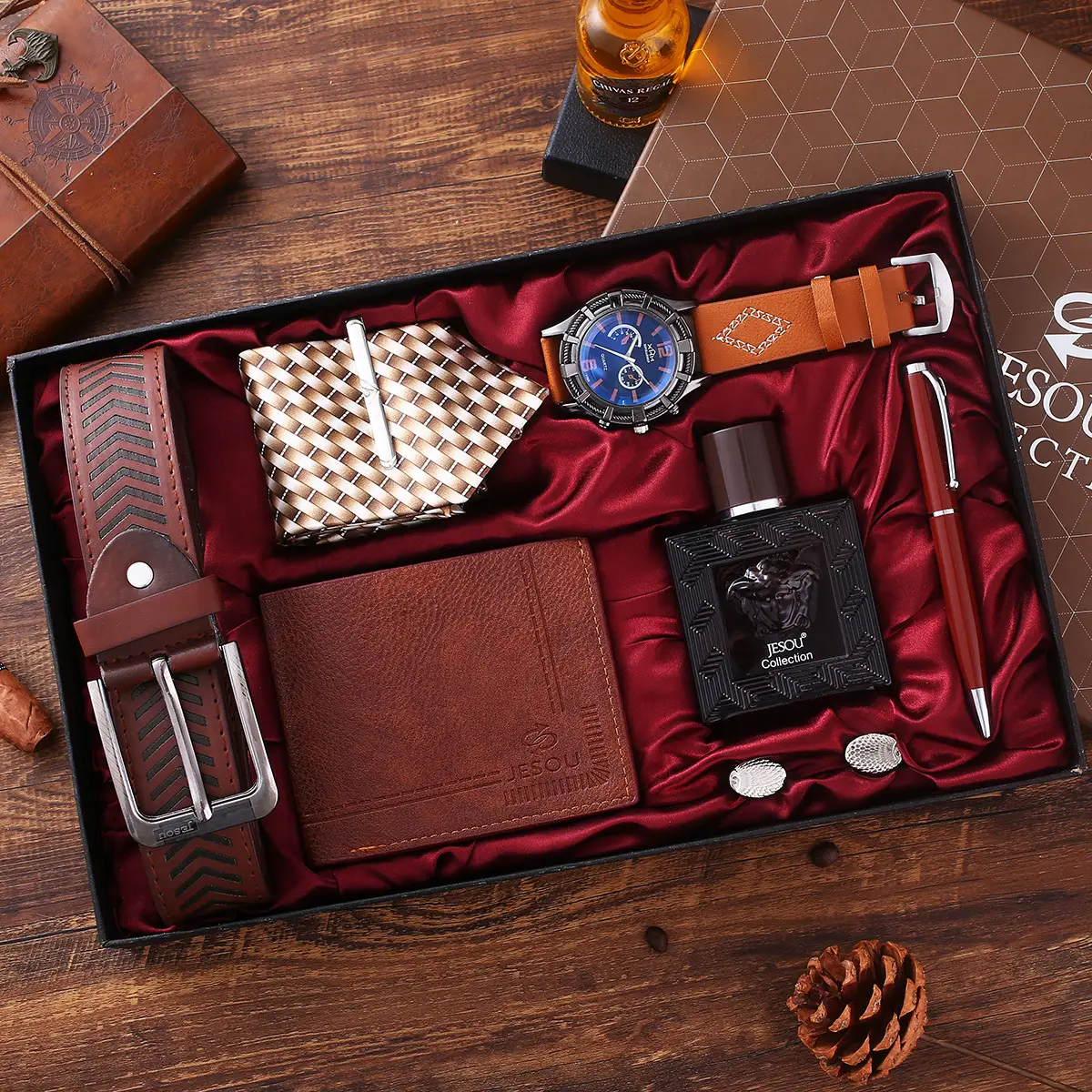 Vintage Style Watch Set with Belt, Wallet, Pen & Perfume — feature 1