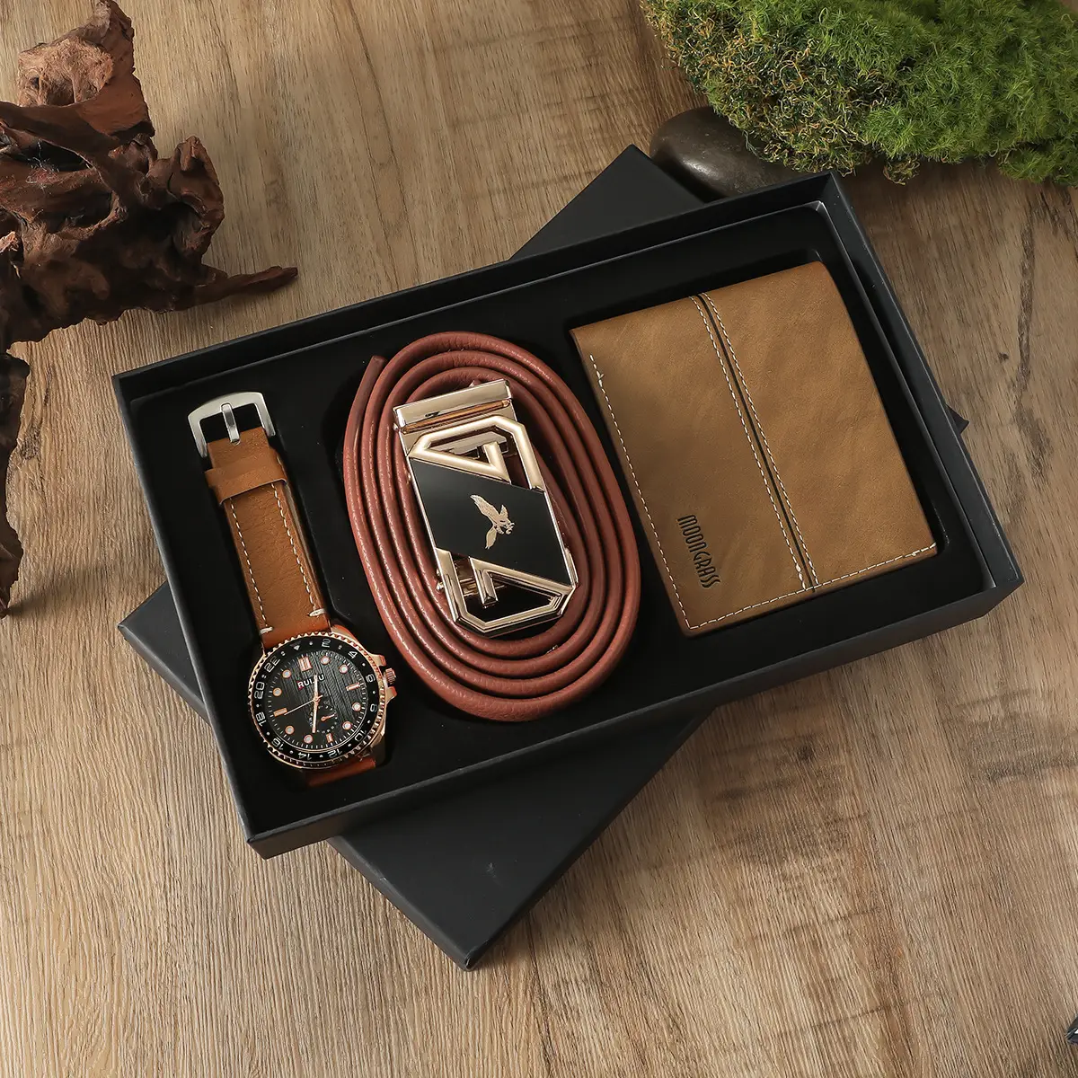 Vintage Style Watch Set with Belt, Wallet, Pen & Perfume - Image 5