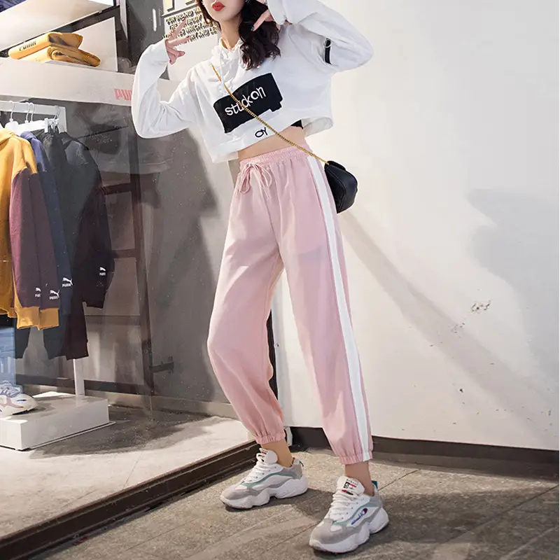 Women Korean Style Loose Spring Ankle Pants Pink - Image 7