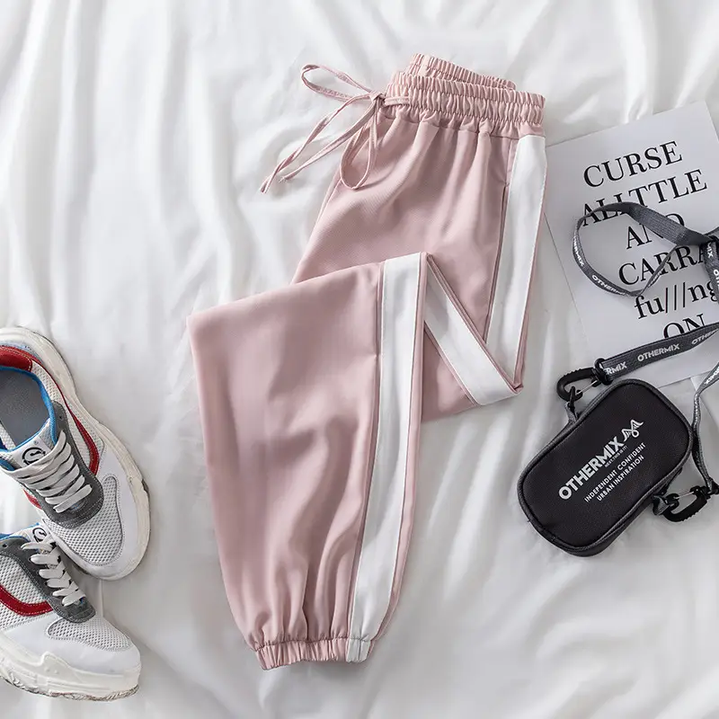 Women Korean Style Loose Spring Ankle Pants Pink - Image 8